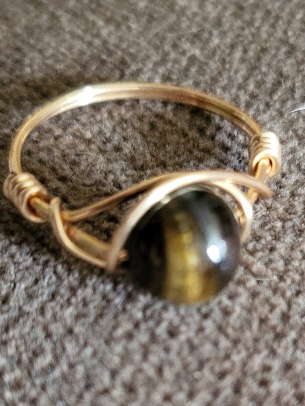 ✨ Tiger’s Eye Copper Wrapped Ring ✨